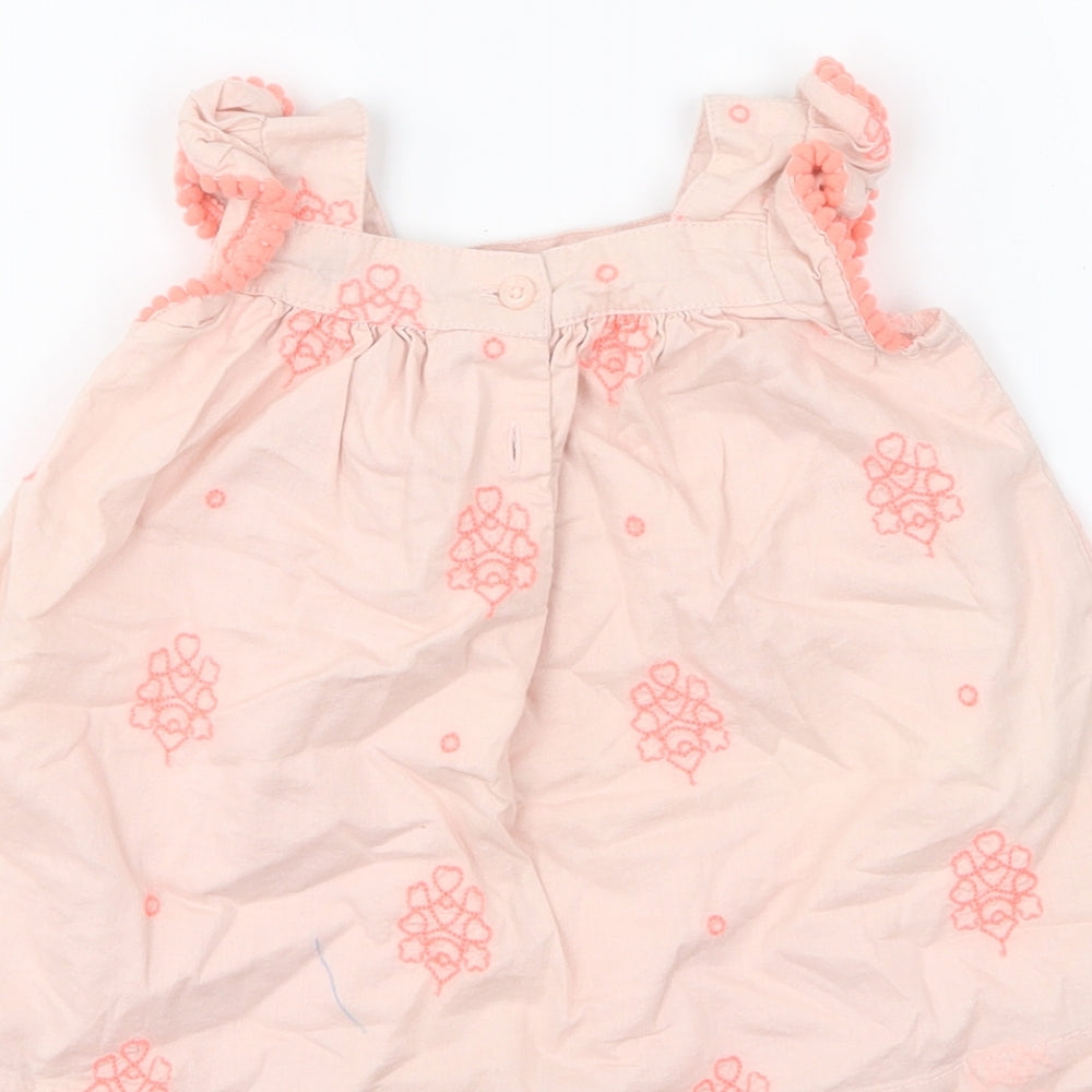 Gap Girls Pink Geometric Cotton Shift Size 3-6 Months Square Neck Button