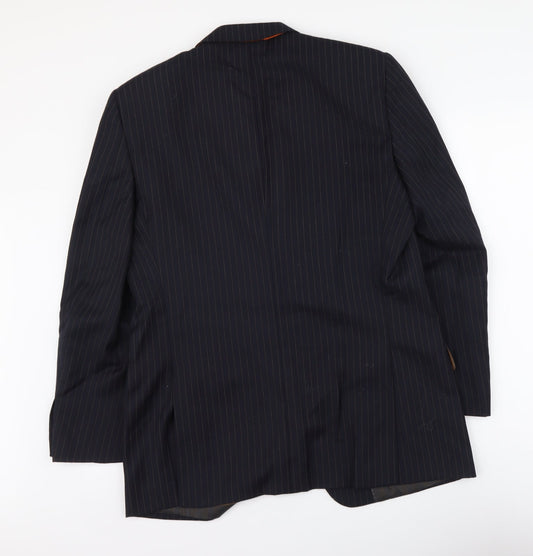 Brook Taverner Mens Blue Striped Polyester Jacket Suit Jacket Size M