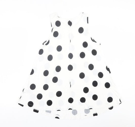 ASOS Womens White Polka Dot Viscose A-Line Size 8 Crew Neck Pullover