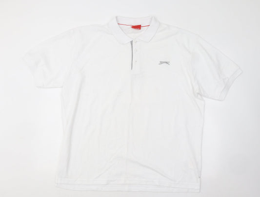 Slazenger Mens White Cotton Polo Size 2XL Collared Button