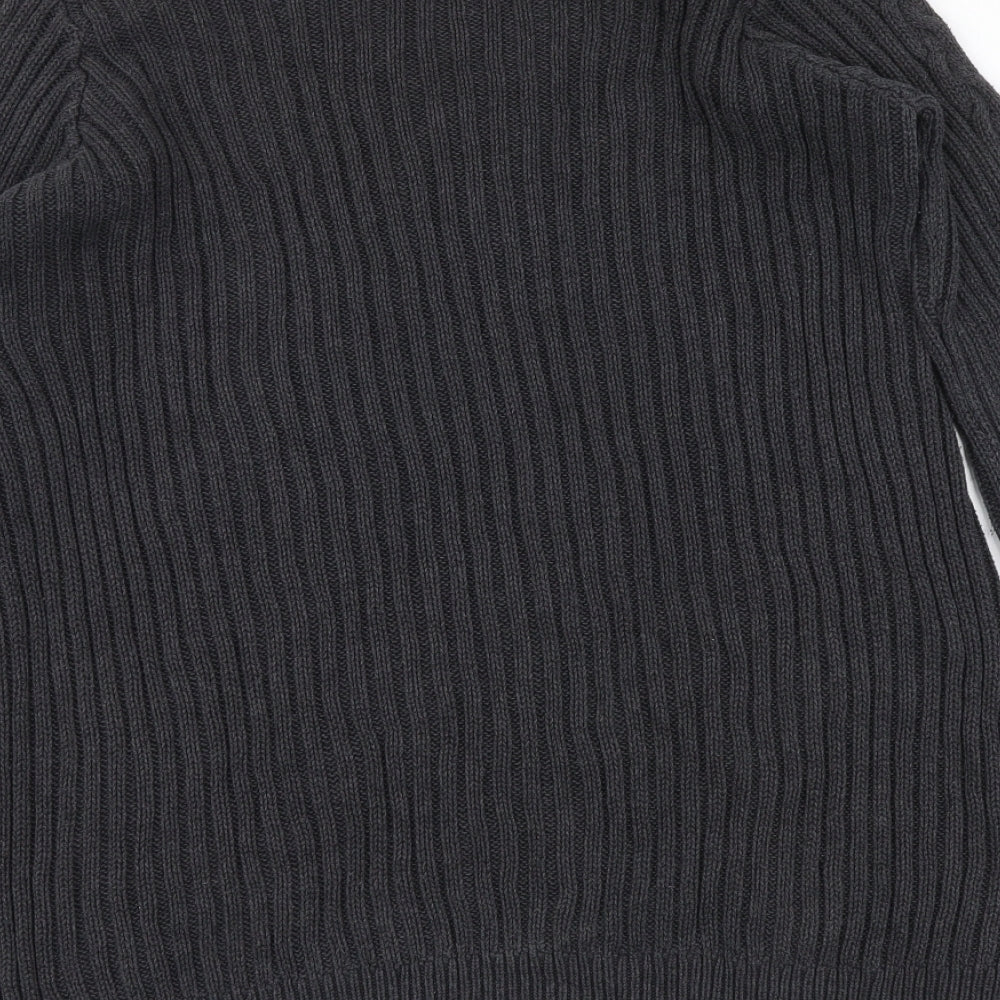 Jeanne Pierre Womens Grey Round Neck Acrylic Pullover Jumper Size M
