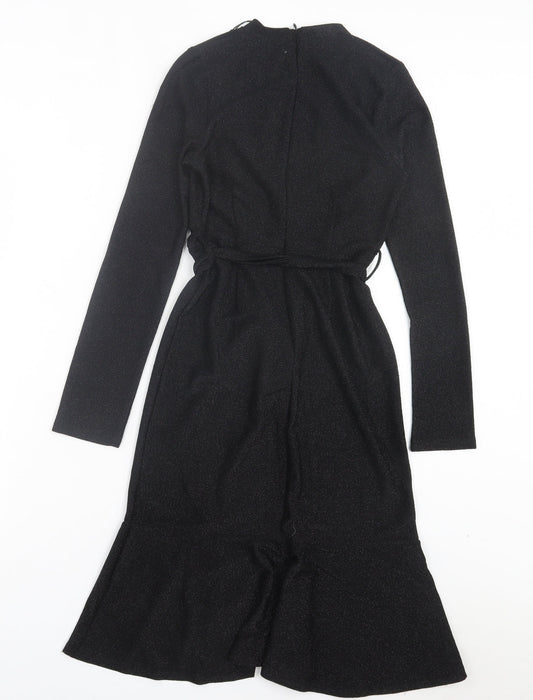 IVIVI Womens Black Polyester A-Line Size S V-Neck Zip