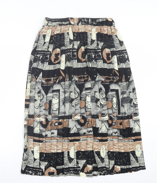 Preworn Womens Black Geometric Polyester A-Line Skirt Size 30 in