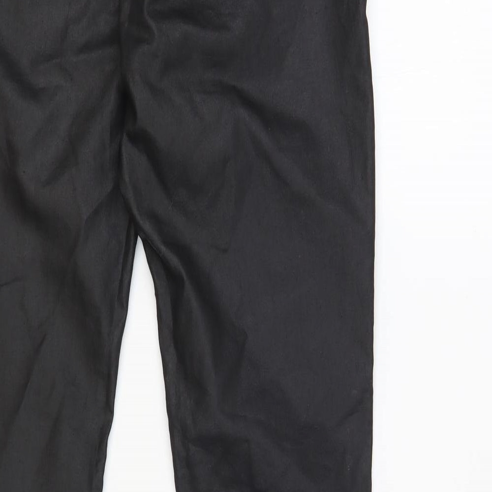 Jack Wills Womens Black Cotton Trousers Size 29 in L32 in Regular Button - Coated
