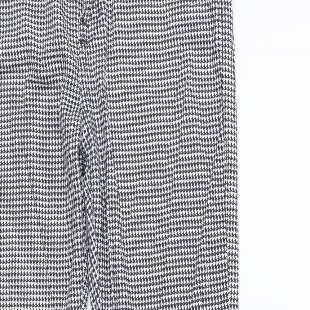 Jack Wills Womens Blue Geometric Modal Chino Trousers Size 29 in L32 in Regular Button