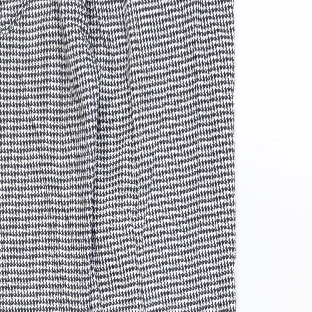 Jack Wills Womens Blue Geometric Modal Chino Trousers Size 29 in L32 in Regular Button