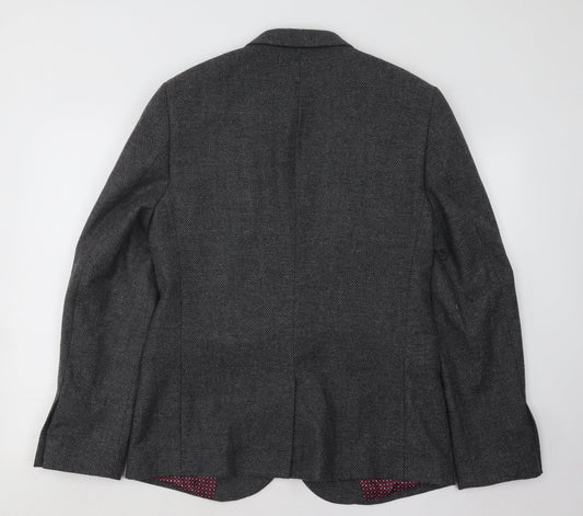 Burton Mens Grey Wool Jacket Suit Jacket Size 40