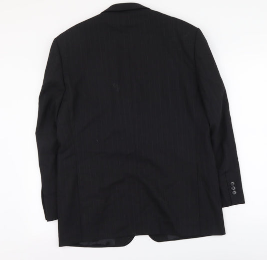 Marks and Spencer Mens Black Striped Wool Jacket Suit Jacket Size L