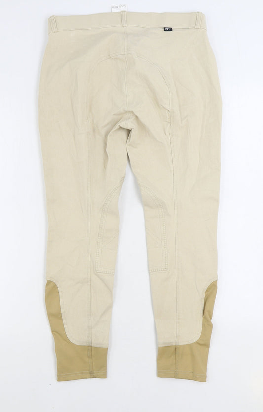 W Womens Beige Cotton Trousers Size 30 in L24 in Regular Zip - Equestrian jodhpurs