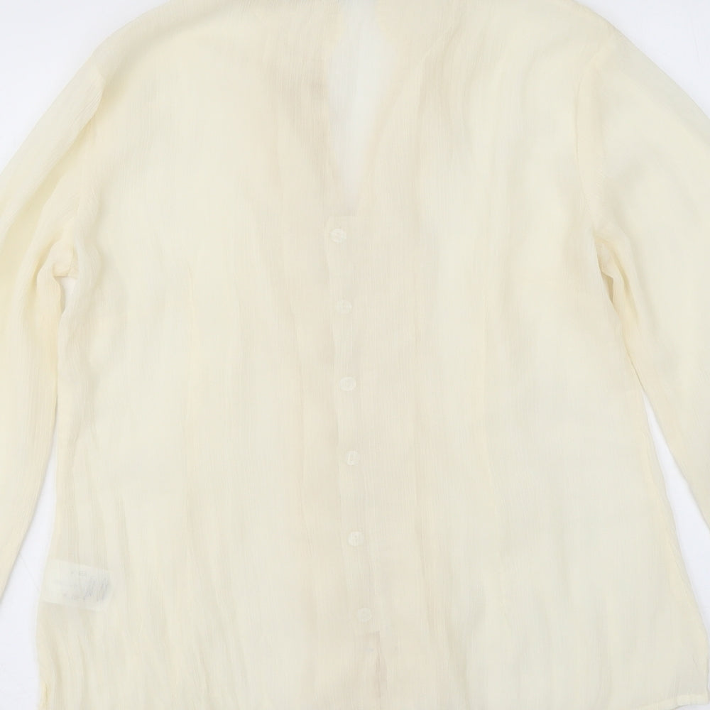 NEXT Womens Ivory Polyester Basic Blouse Size 10 V-Neck
