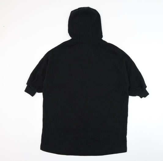 NEXT Girls Black Cotton Jumper Dress Size 7 Years Round Neck Pullover