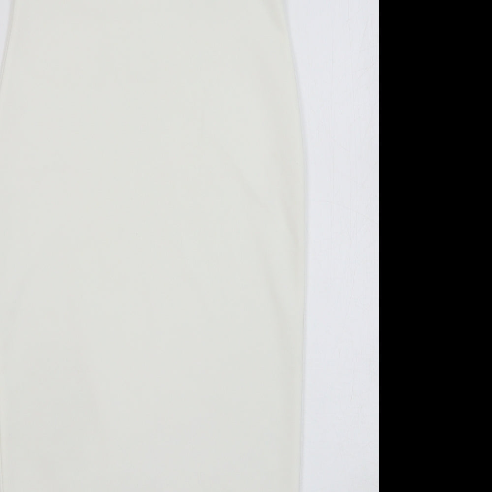 Missguided Womens White Polyester Pencil Dress Size 8 Off the Shoulder Pullover