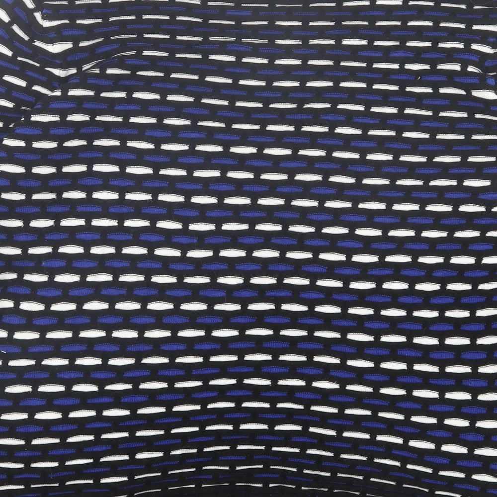 CC Womens Blue Crew Neck Geometric Cotton Pullover Jumper Size M
