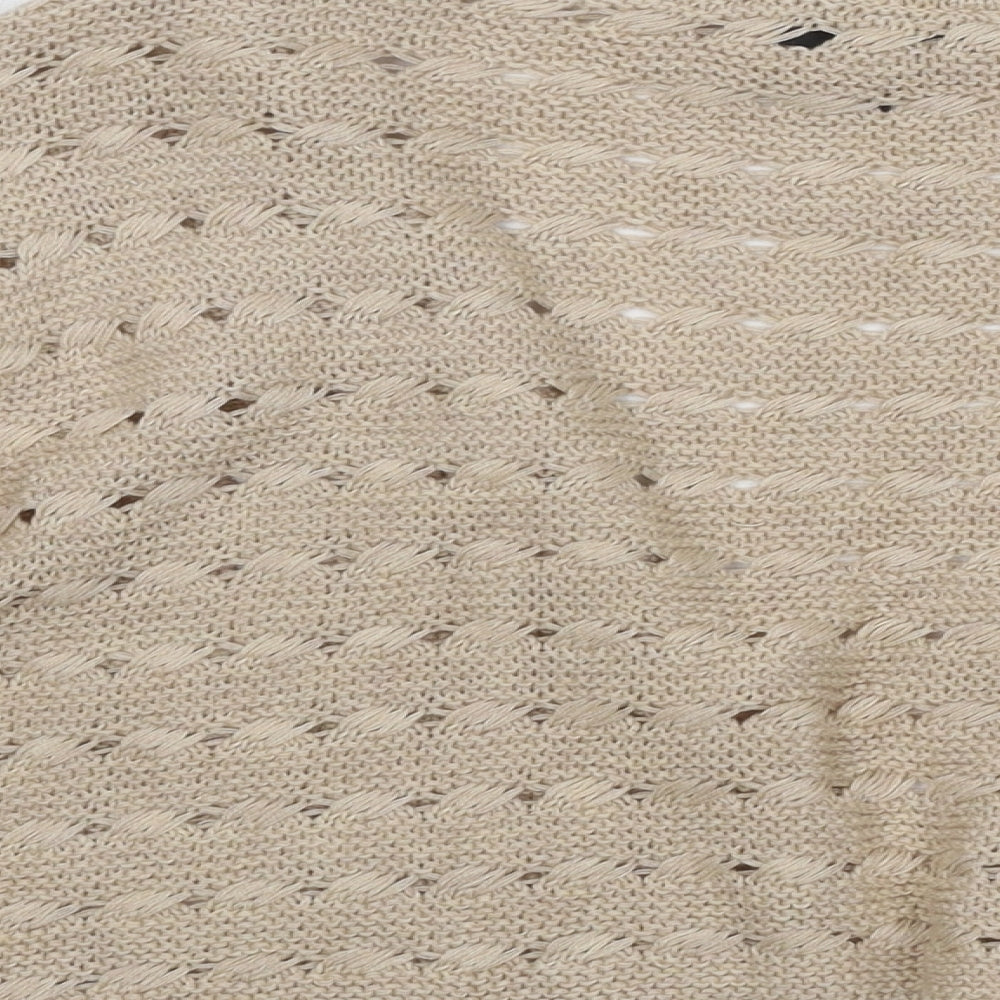 Topshop Womens Beige Round Neck Cotton Cardigan Jumper Size 10