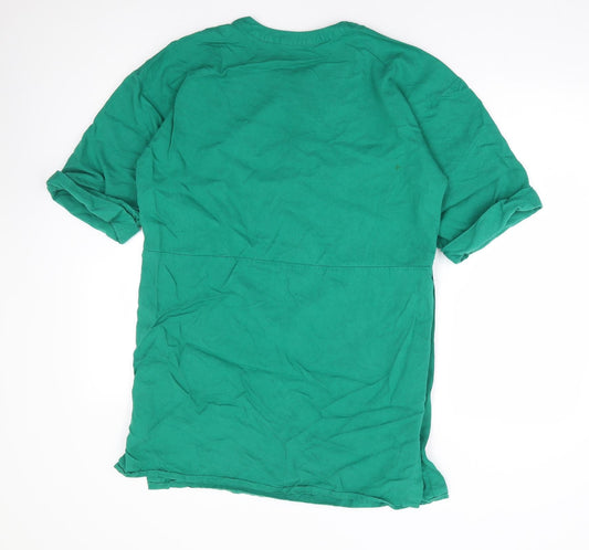Warehouse Womens Green Viscose Shift Size 12 Round Neck Button