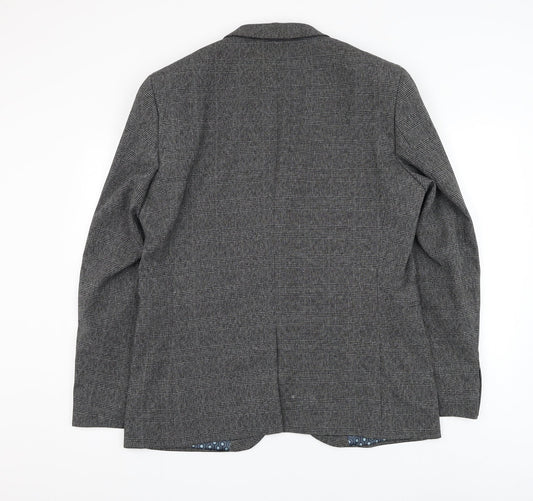 NEXT Mens Grey Plaid Polyester Jacket Suit Jacket Size 44