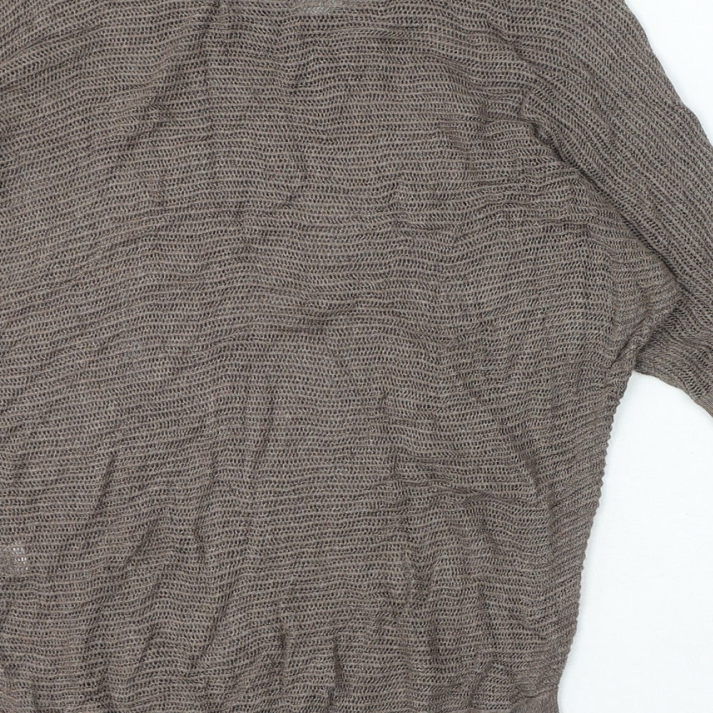 Express Womens Brown Viscose Basic T-Shirt Size XS Boat Neck