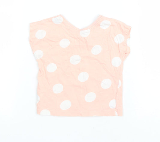 George Girls Pink Polka Dot Cotton Basic T-Shirt Size 6-9 Months Round Neck Pullover