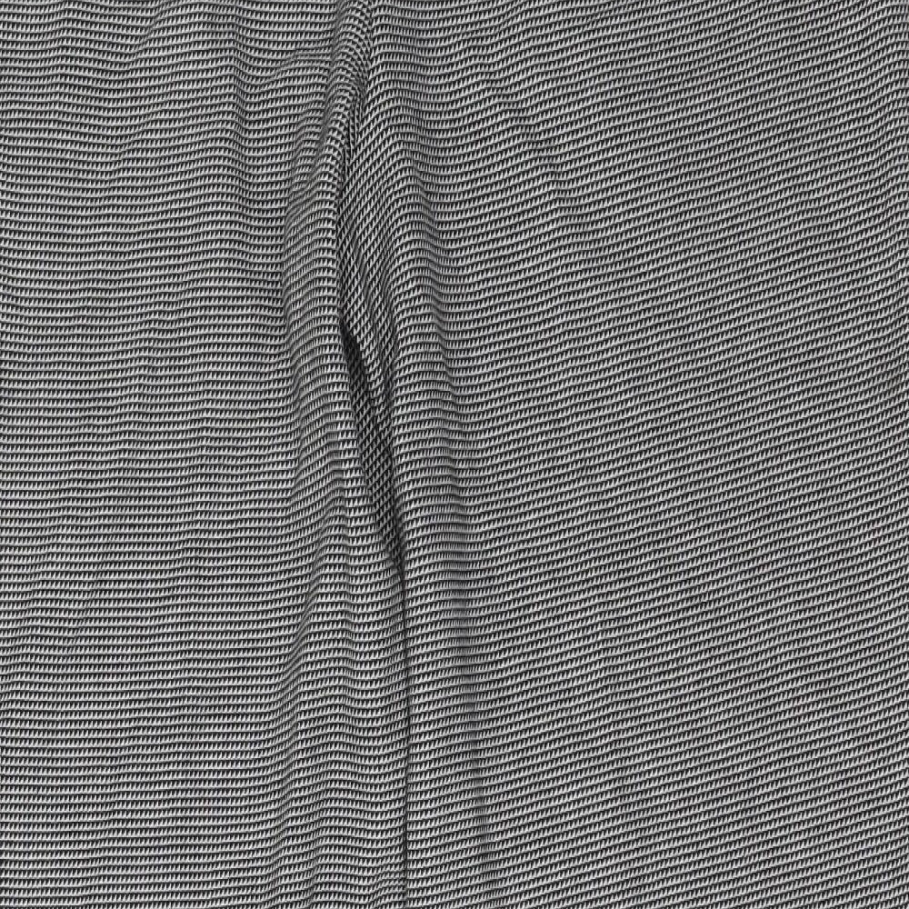 Marks and Spencer Womens Grey Geometric Polyester Trousers Size 12 L27 in Regular Button