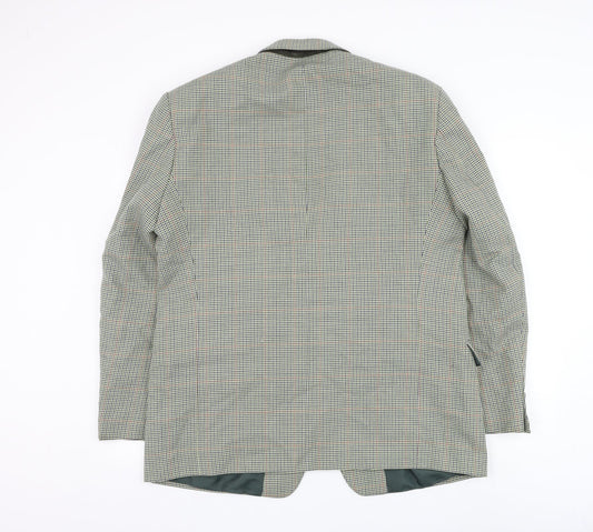 Enrico Gorlani Mens Green Houndstooth Polyester Jacket Suit Jacket Size 44