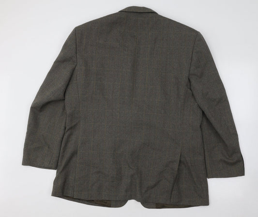 SCOTT Mens Brown Plaid Polyester Jacket Suit Jacket Size 44