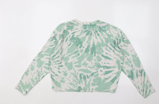 H&M Girls Green Round Neck Geometric Viscose Pullover Jumper Size 14-15 Years Pullover - Tie Dye