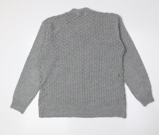 BE JEALOUS Mens Grey Crew Neck Acrylic Pullover Jumper Size M