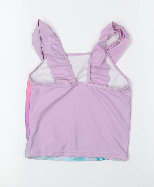 Disney Girls Multicoloured Geometric Polyester Basic Tank Size 6-7 Years Boat Neck Pullover - Swimming Top, Ariel
