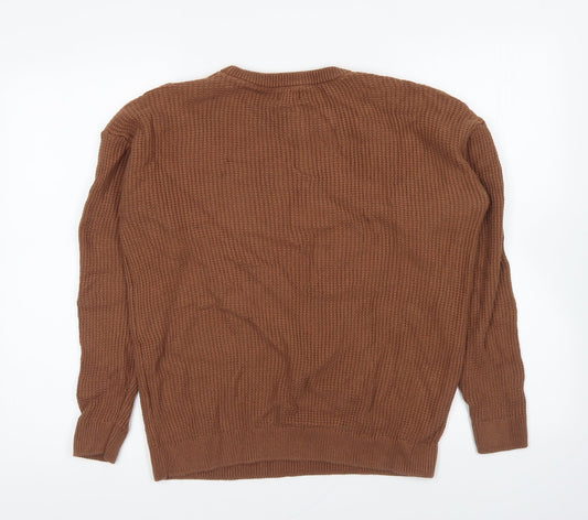 Cotton On Mens Brown Round Neck Acrylic Pullover Jumper Size M