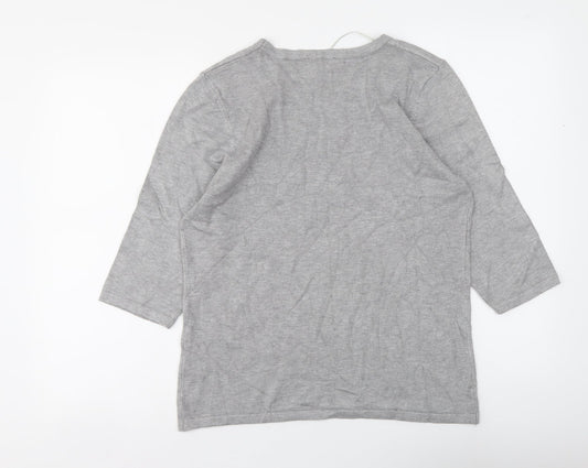 Anna Rose Womens Grey Round Neck Viscose Pullover Jumper Size L