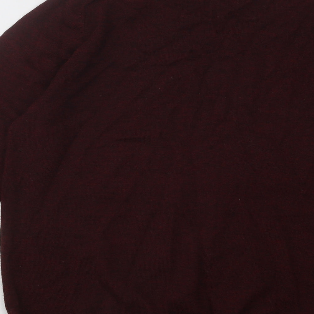 New Look Mens Red V-Neck Acrylic Pullover Jumper Size L