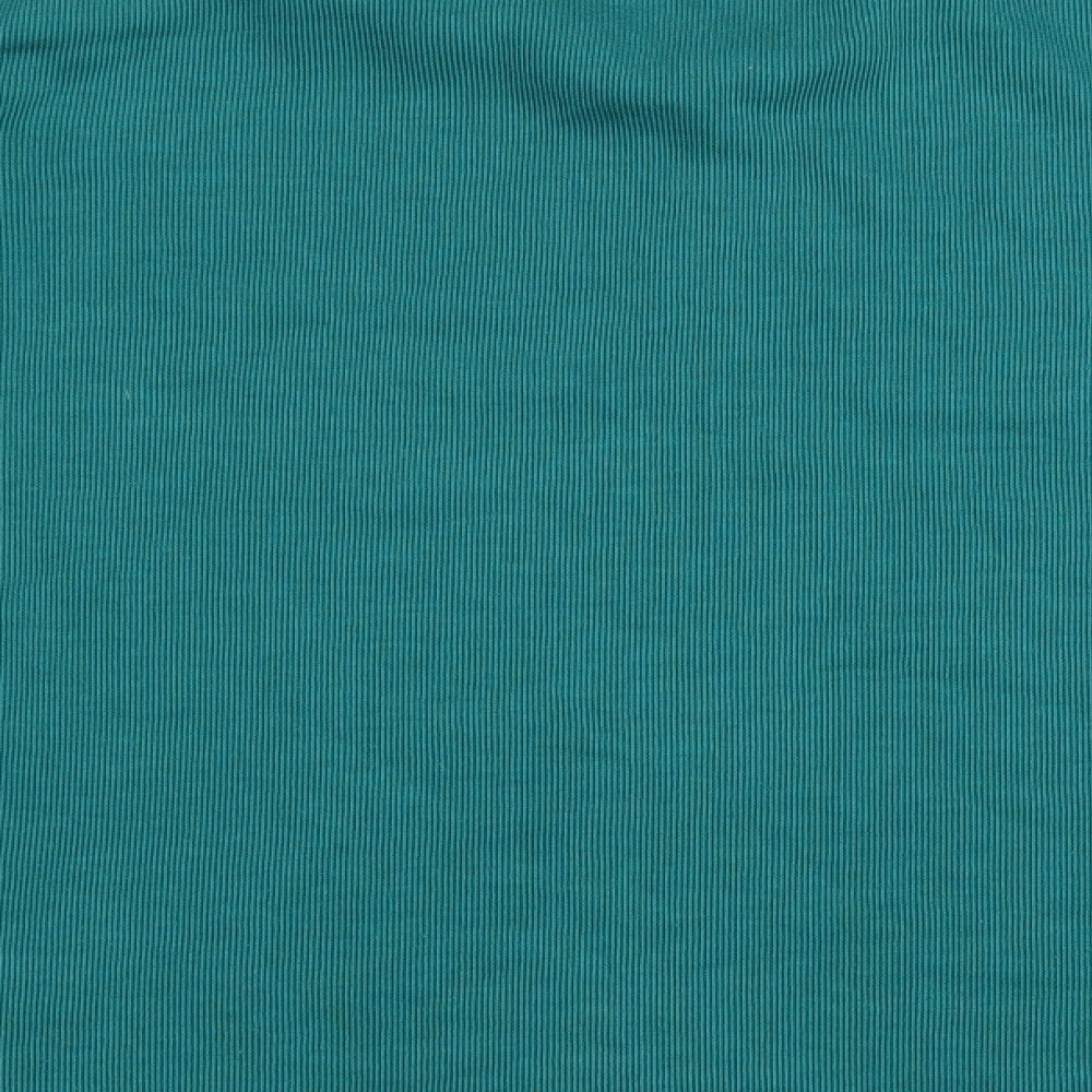 Preworn Womens Green Polyester Basic T-Shirt Size L V-Neck