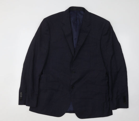 T.MLEWIN Mens Blue Plaid Wool Jacket Suit Jacket Size 40