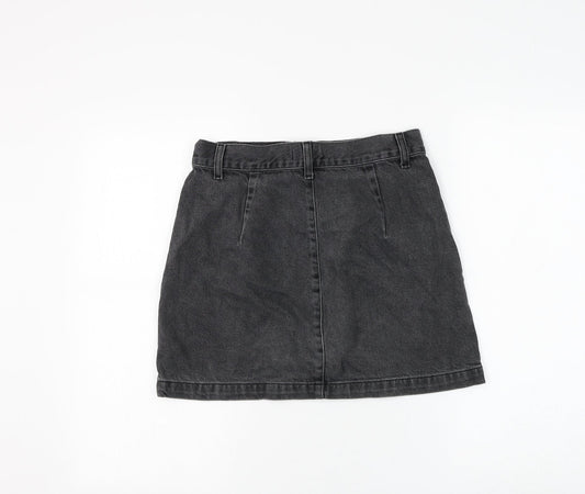 Topshop Womens Grey Cotton A-Line Skirt Size 10 Zip