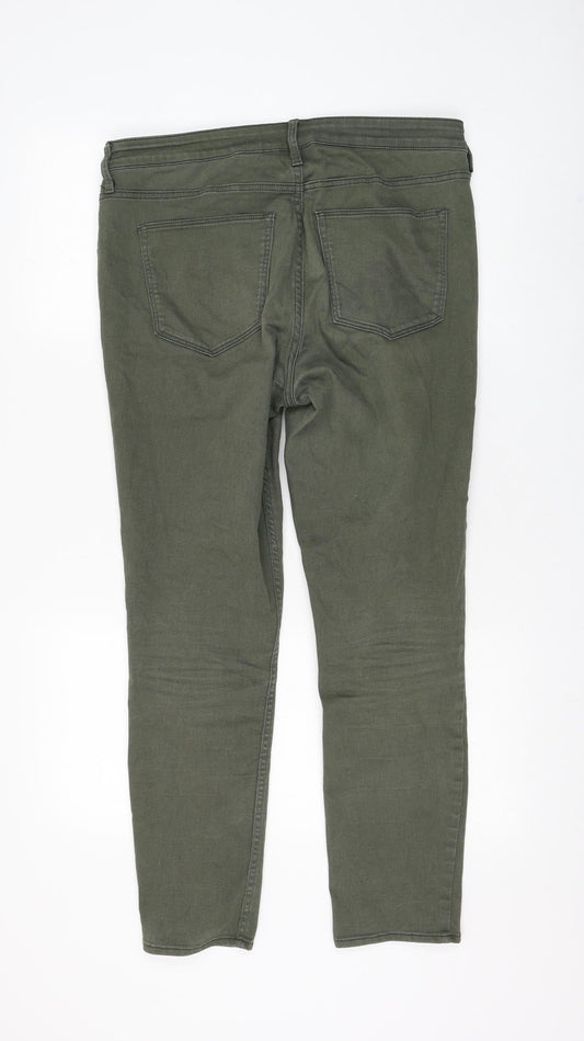 H&M Womens Green Cotton Skinny Jeans Size 33 in L28 in Regular Zip