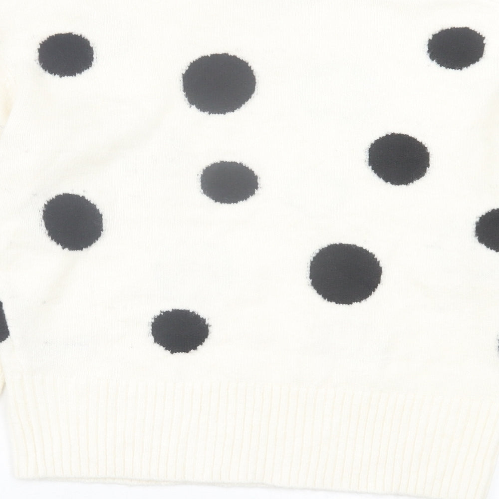 Marks and Spencer Womens Ivory Round Neck Polka Dot Acrylic Pullover Jumper Size M