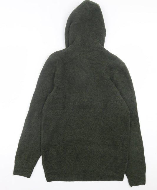 Marks and Spencer Mens Green Polyamide Pullover Hoodie Size XS