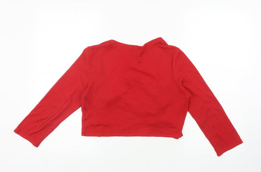 Marks and Spencer Womens Red 100% Cotton Wrap Sweatshirt Size 12 Tie