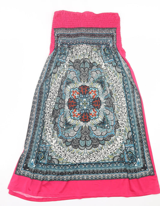 FRA-ITA Womens Pink Paisley Polyester A-Line Size S Off the Shoulder Pullover