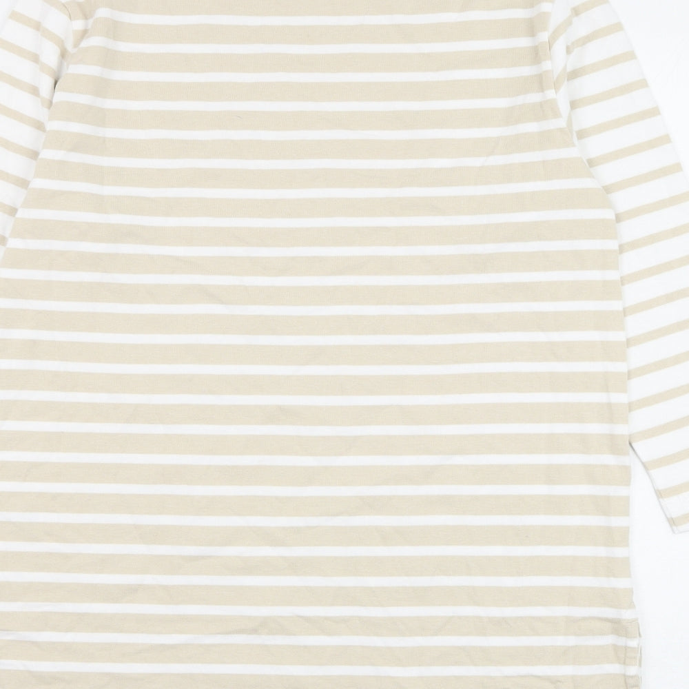 Marks and Spencer Womens Brown Round Neck Striped Cotton Pullover Jumper Size 10