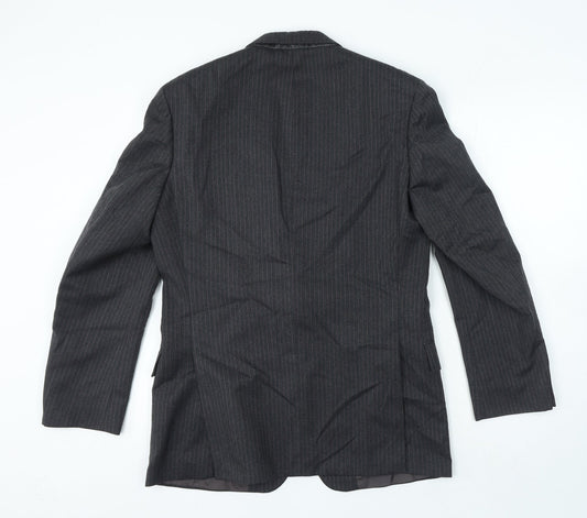 St Micheal Mens Grey Striped Wool Jacket Suit Jacket Size 36