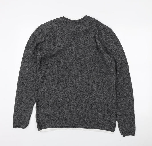 George Mens Grey Round Neck Acrylic Pullover Jumper Size M