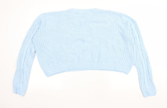 Atmoshphere Womens Blue Round Neck Acrylic Pullover Jumper Size L - Cropped
