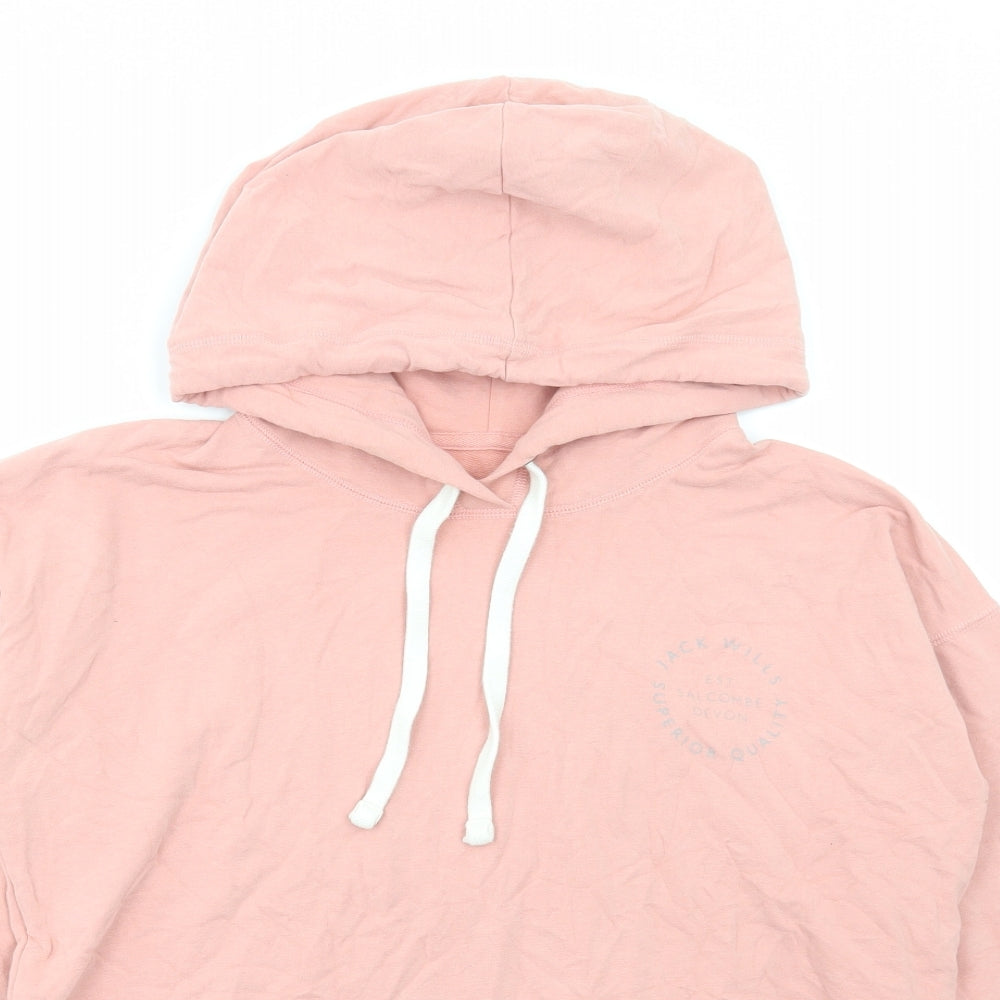 Jack Wills Womens Pink Cotton Pullover Hoodie Size 12 Pullover