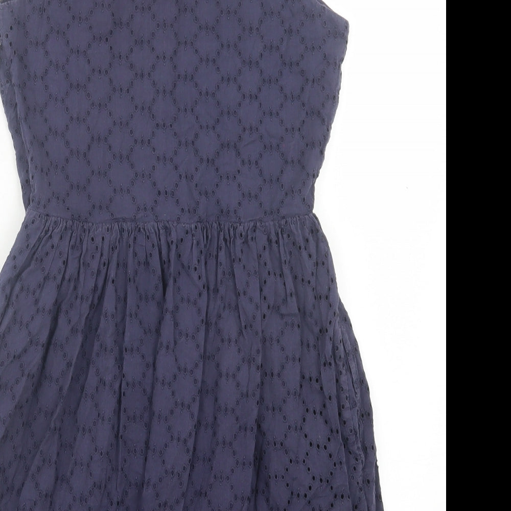 Jack Wills Womens Blue Geometric Cotton Fit & Flare Size 8 Collared Button