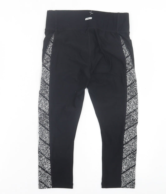 Athletic Works Womens Black Geometric Polyester Cropped Leggings Size S L18 in Regular Pullover