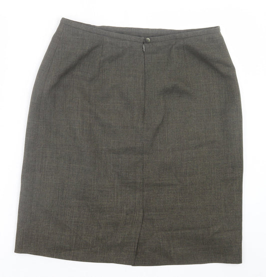Tom English Womens Green Polyester Straight & Pencil Skirt Size 14 Button