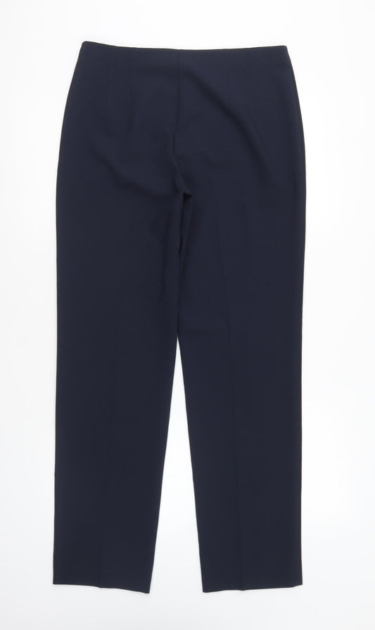 Marks and Spencer Womens Blue Polyester Trousers Size 10 L27 in Regular Zip