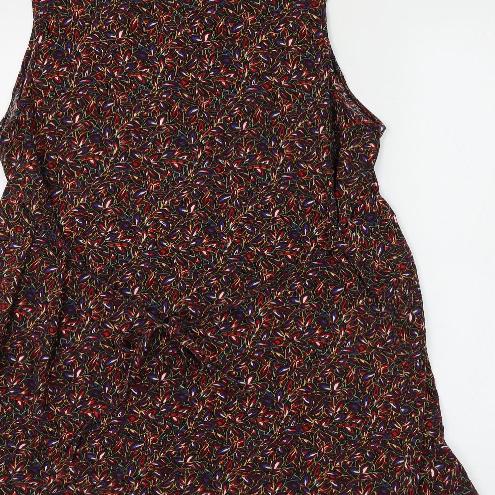 Preworn Womens Multicoloured Geometric Cotton Basic Blouse Size 14 Collared