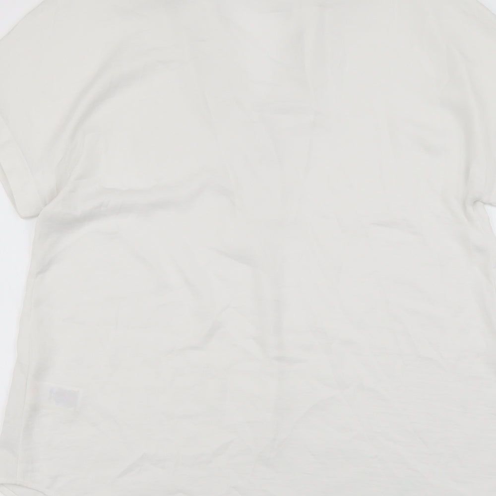 Marks and Spencer Womens Ivory Polyester Basic Blouse Size 8 Collared